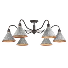 Golden 0877-6SF ABI-GV - Wry Lighting Jasper 6-light Semi-Flush Mount in Antique Black Iron